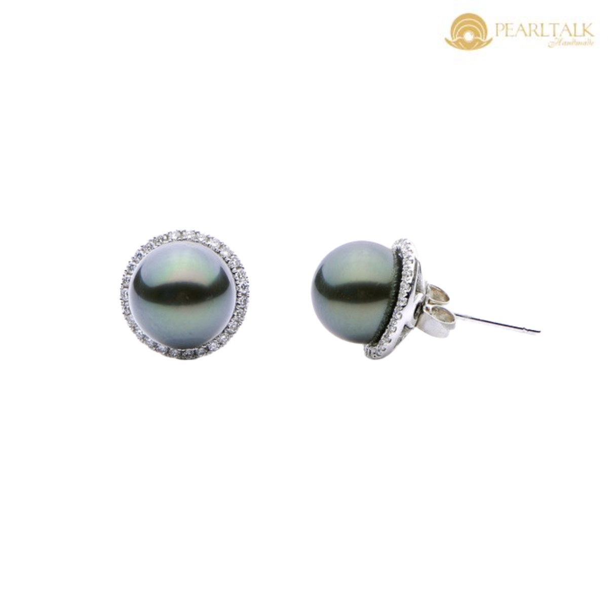 BÔNG TAI NGỌC TRAI TAHITI ĐEN 8MM